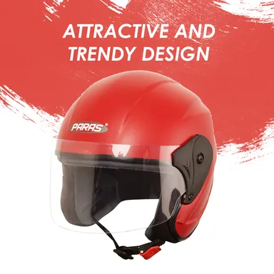 Open Face ISI Certified Scooty Helmet Red | Lightweight Polycarbonate | Unisex Rider thumbnail 2