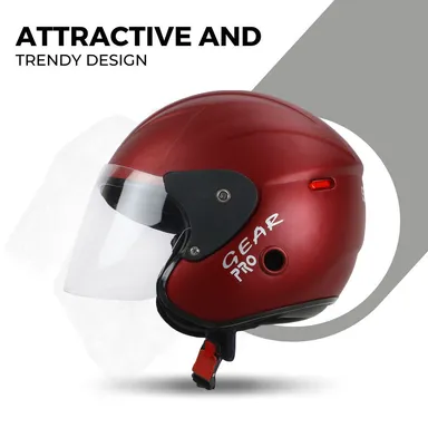 Open Face ISI Certified Scooty Helmet Red | Lightweight Polycarbonate | Unisex Rider thumbnail 0