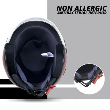 Open Face ISI Certified Scooty Helmet Red | Lightweight Polycarbonate | Unisex Rider thumbnail 4