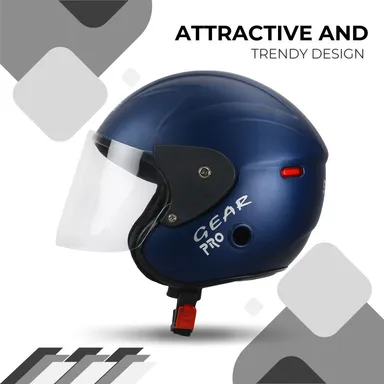 Open Face Helmet | Safe Riding Scooty Helmet | Blue Unisex ABS Shell thumbnail 1