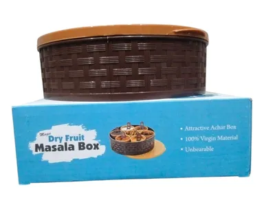 7-Cup Plastic Round Masala Box with 6 Spoons | Spice Organizer | Kitchen Storage Solution  thumbnail 2