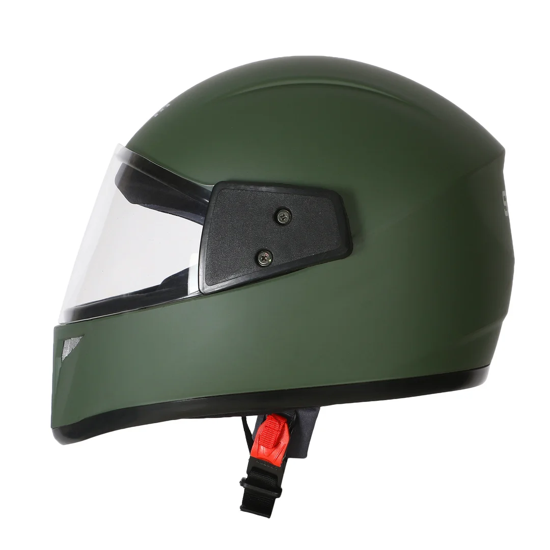 Premium Battle Green Full Face Motorbike Helmet | Scotty Helmet for Men Women Boys Girls | Lightweight Safety Certified image 1
