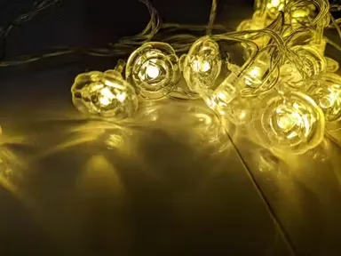 Crystal String Lights| French Rose Petal Plug-in LED Fairy Lights 3m | Warm White Decor for Wedding| Diwali| Party| Balcony thumbnail 1