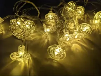 Crystal String Lights| French Rose Petal Plug-in LED Fairy Lights 3m | Warm White Decor for Wedding| Diwali| Party| Balcony thumbnail 2