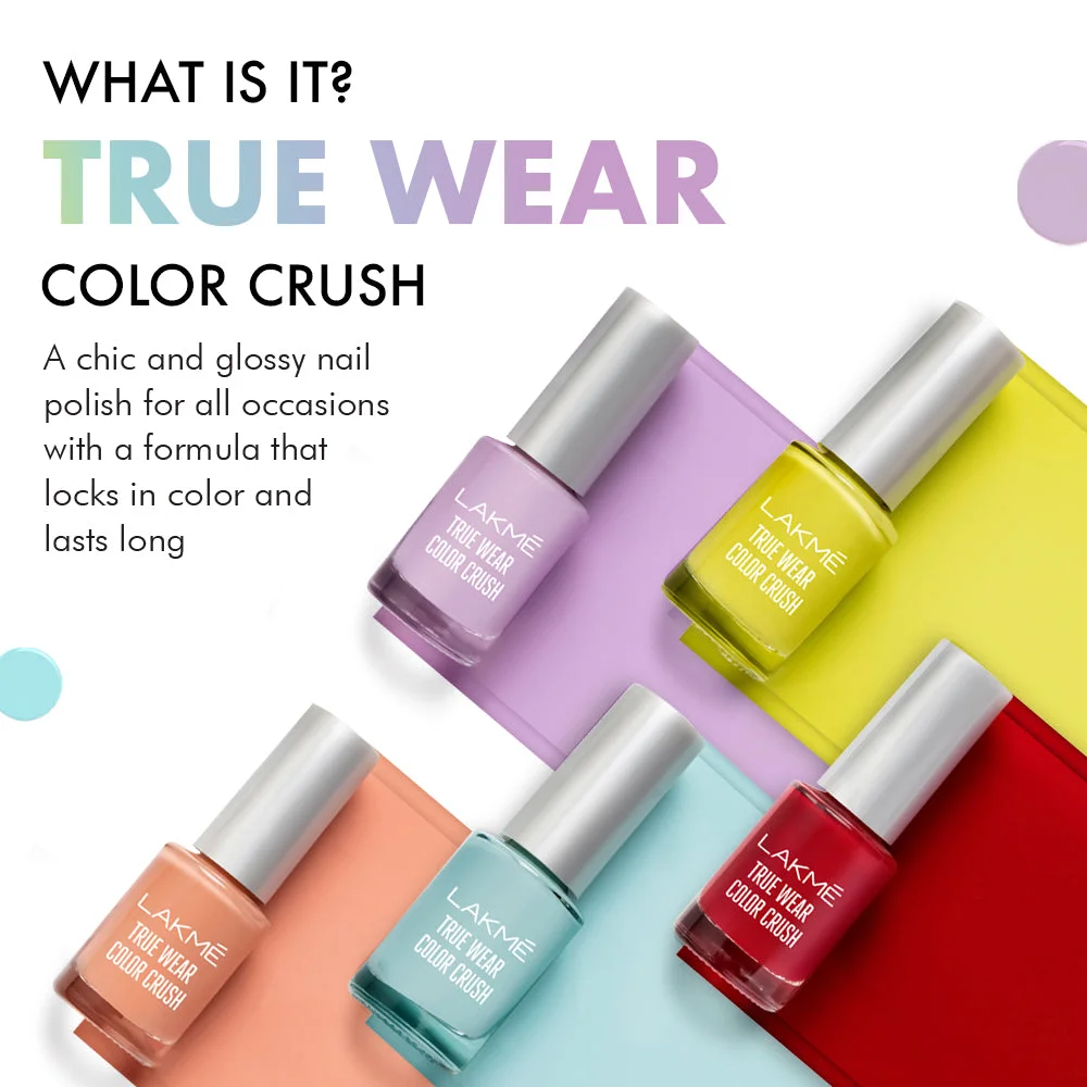 Lakme True Wear Nail Color | Glossy Long-Lasting Nail Polish| Resin-Based Enamel For Women| Bridal & Party Shades image 3