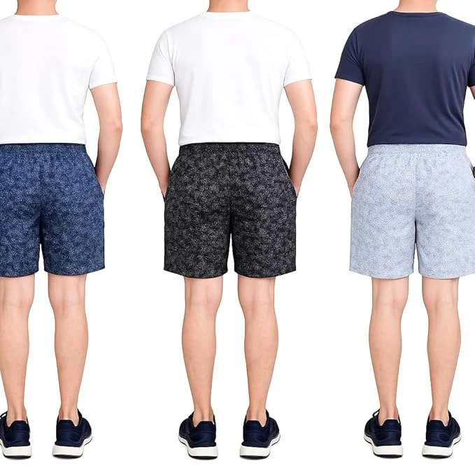 AWALA FASHION Casual Athletic Shorts | Drawstring Waist | 3 Colors Pack |Navy Blue | Black |White image 2