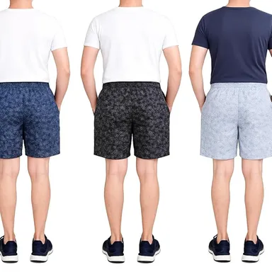 AWALA FASHION Casual Athletic Shorts | Drawstring Waist | 3 Colors Pack |Navy Blue | Black |White thumbnail 1