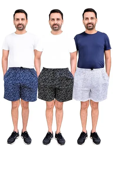 AWALA FASHION Casual Athletic Shorts | Drawstring Waist | 3 Colors Pack |Navy Blue | Black |White thumbnail 0
