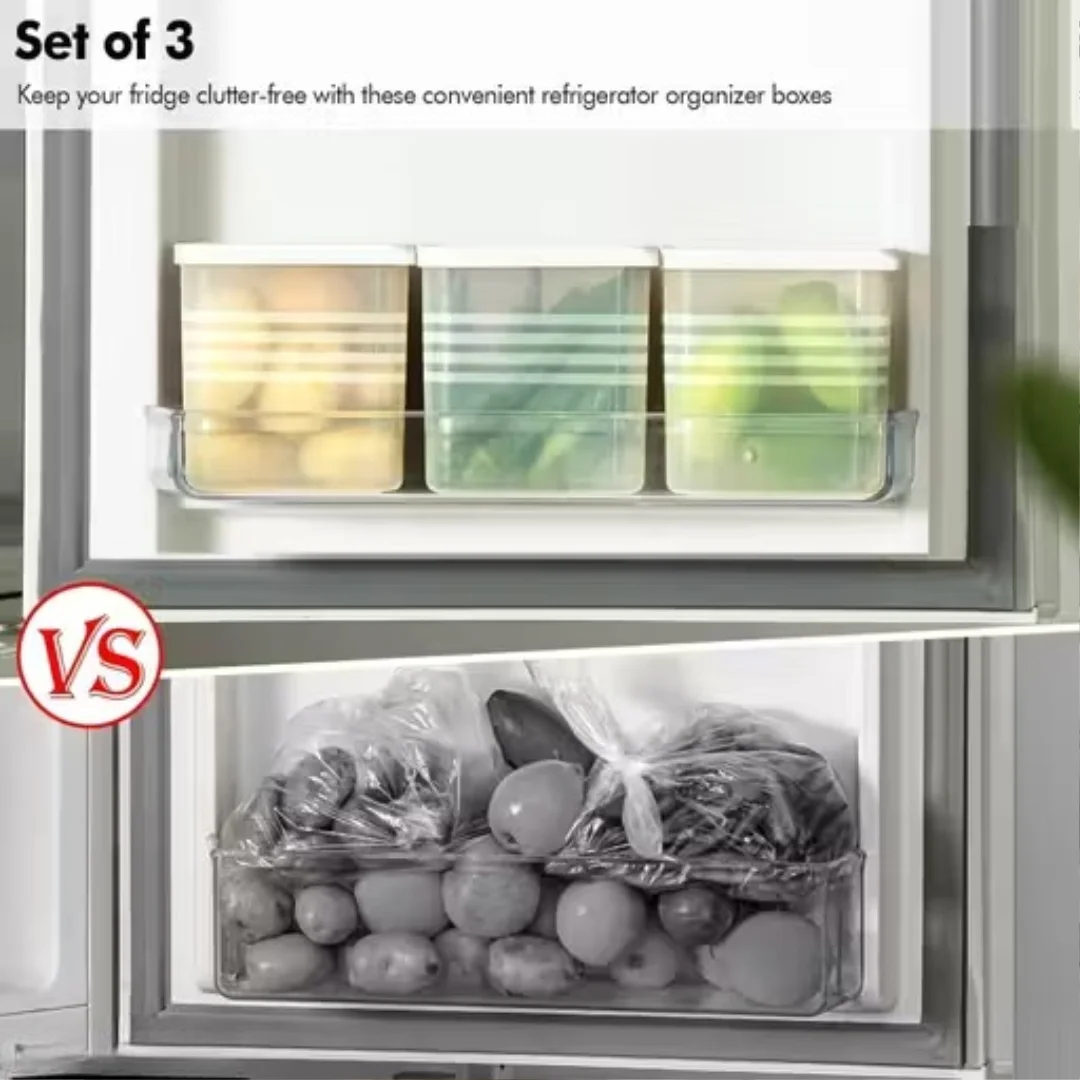 Freezer Storage Containers | Plastic Fridge Containers Pack of 6 | Food Organizer Boxes for Refrigerator image 2