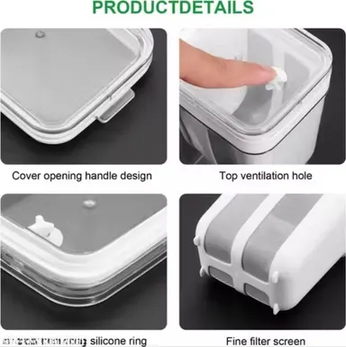 Multi-Purpose Plastic Strainer with Fine Mesh & Lid |  Homemade Kefir Strainer | Durable Kitchen Strainer thumbnail 1