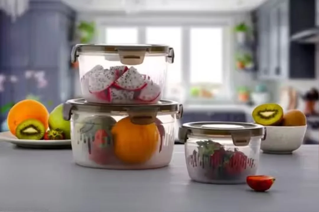 3 pcs Food Storage Container Set | Plastic Jars with Lids | Transparent Multipurpose Kitchen Containers image 1