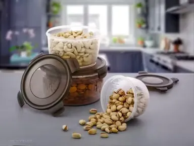 3 pcs Food Storage Container Set | Plastic Jars with Lids | Transparent Multipurpose Kitchen Containers thumbnail 3