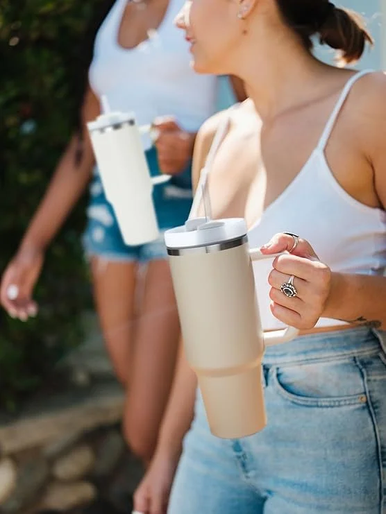Stainless Steel Vacuum Insulated Tumbler with Handle | Leakproof Travel Mug for Coffee| Iced Tea | Best Large Capacity Cup for Outdoor Use image 5
