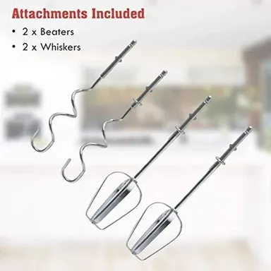 Sayona Hand Mixer 300W | Egg Beater, Cream Whipper, Dough Kneader | 7-Speed Electric Hand Blender for Baking & Cooking, 4 Stainless Steel Attachments | White thumbnail 1