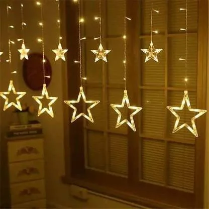 BrightGlow Yellow Star LED Light String | Energy Saving Decorative Lights for Festivals and Parties image 1