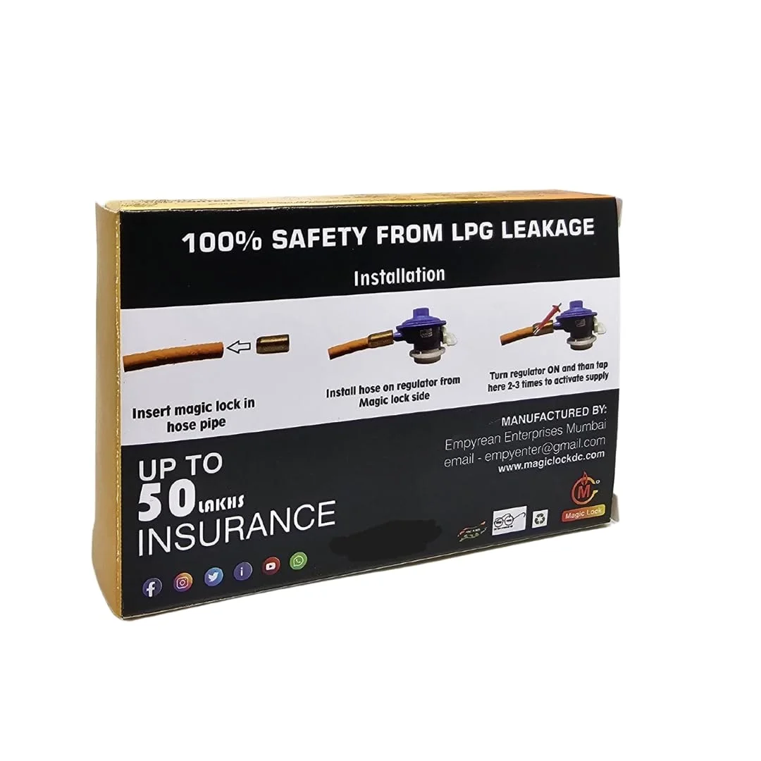 Magic Lock Gas Safety Device Nano Technology Automatic LPG Gas Leak Detector with Auto Shut Off ISI Compatible Cylinder Safety Lock for Home Kitchen Protection India image 2