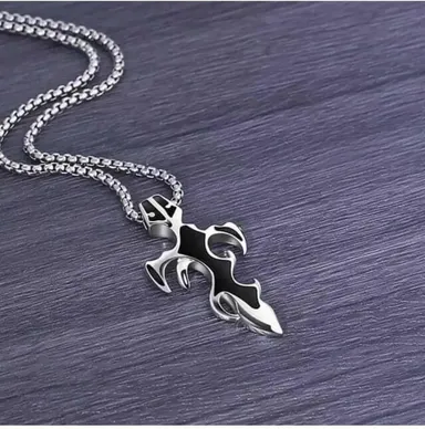 Black Sword Pendant Necklace | Stainless Steel Chain for Men & Boys| Stylish Gift Locket for Birthday, Valentine, Anniversary | Durable Fashion Jewelry thumbnail 4