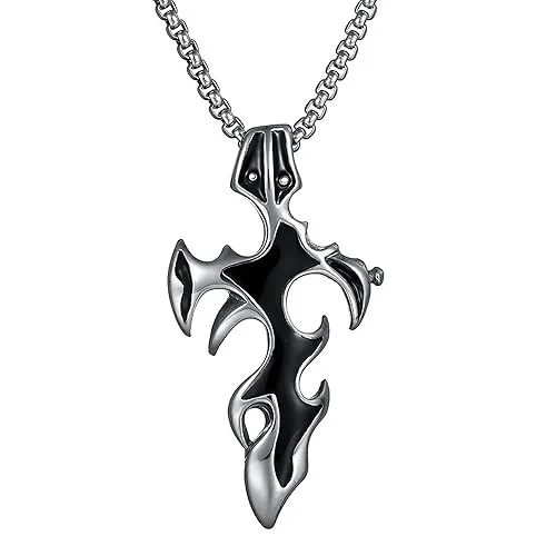 Black Sword Pendant Necklace | Stainless Steel Chain for Men & Boys| Stylish Gift Locket for Birthday, Valentine, Anniversary | Durable Fashion Jewelry image 2