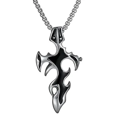 Black Sword Pendant Necklace | Stainless Steel Chain for Men & Boys| Stylish Gift Locket for Birthday, Valentine, Anniversary | Durable Fashion Jewelry thumbnail 1