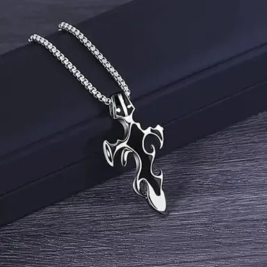 Black Sword Pendant Necklace | Stainless Steel Chain for Men & Boys| Stylish Gift Locket for Birthday, Valentine, Anniversary | Durable Fashion Jewelry thumbnail 5
