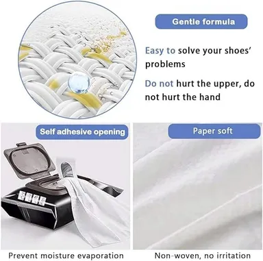Shoe Wipes| Sneaker Cleaner Wipes| Portable Shoe Cleaning Wipes (80 Pcs) |Instant Stain Remover for Sneakers thumbnail 3