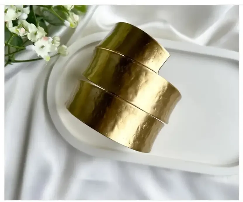 Gold Plated Anti‑Tarnish 3‑Layer Adjustable Cuff Bracelet | Free Size Women image 1
