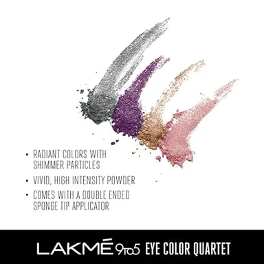 Lakmé 9 To 5 Eye Color Quartet Silk Route Long-Lasting  7g |  Professional 4-in-1 Eye Shadow Palette for All-Day Wear thumbnail 4