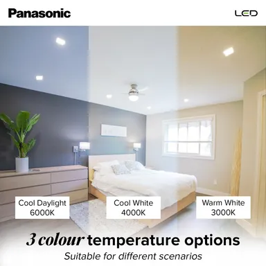 Panasonic 10W LED Downlight | Tri-Colour Adjustable Square Surface Light | Energy Efficient Ceiling Light for Home | Cool| Warm & Natural White thumbnail 3