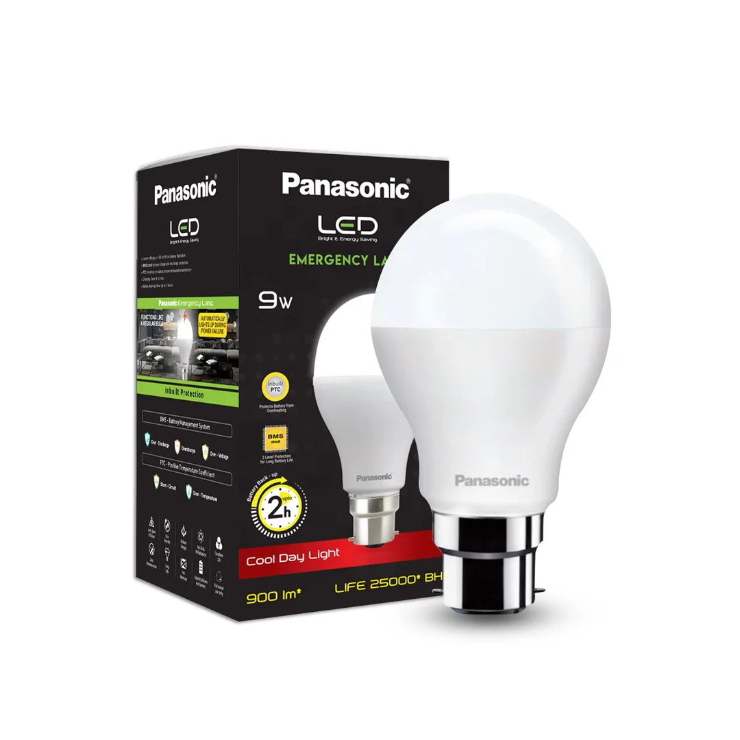 Panasonic Rechargeable Emergency LED Bulb B22 9W |Cool Daylight PBUM13097 |3‑5 Hr Backup | Home Power Cuts Solution image 1