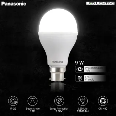 Panasonic Rechargeable Emergency LED Bulb B22 9W |Cool Daylight PBUM13097 |3‑5 Hr Backup | Home Power Cuts Solution thumbnail 2