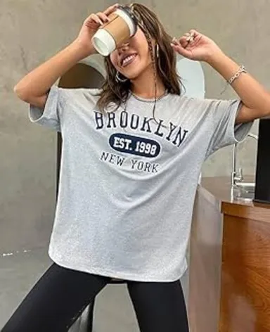 LuxeWear Printed Cotton Women’s T-Shirt | XL Size | Stylish Casual Top | Comfortable Cotton Shirt for Women thumbnail 2
