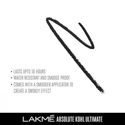 Lakmé Absolute Ultimate Opaque Kohl Kajal Pencil | Black Water-Resistant Smudge-Proof |1.2 G | Ideal for Sensitive Eyes| Daily Use image 4