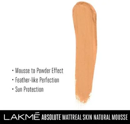 Lakmé Absolute Mattreal Skin Natural Mousse Foundation | Lightweight | Long-Lasting | Oil-Free Formula | For Oily Skin | 30g | Smooth Matte Finish image 3