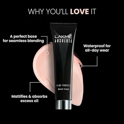 Lakme Absolute Blur Perfect Matte Face Primer | Poreless & Long-Lasting Makeup Base | Waterproof & Brightening | 30 ml image 4
