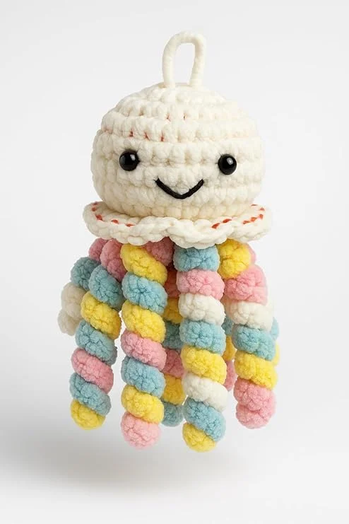 Crochet Jellyfish Toy | Handmade Plush Toys for Infants |Toddlers and Babies | Cute Soft Crochet Baby Gift image 1