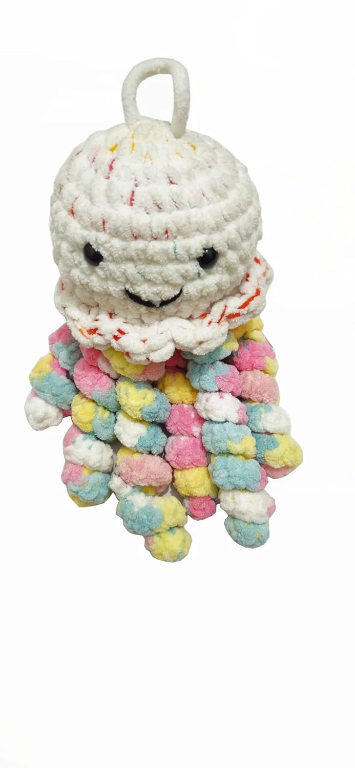 Crochet Jellyfish Toy | Handmade Plush Toys for Infants |Toddlers and Babies | Cute Soft Crochet Baby Gift image 6