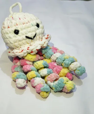 Crochet Jellyfish Toy | Handmade Plush Toys for Infants |Toddlers and Babies | Cute Soft Crochet Baby Gift thumbnail 6