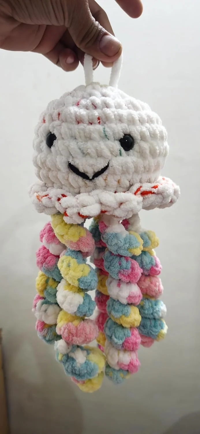Crochet Jellyfish Toy | Handmade Plush Toys for Infants |Toddlers and Babies | Cute Soft Crochet Baby Gift image 8