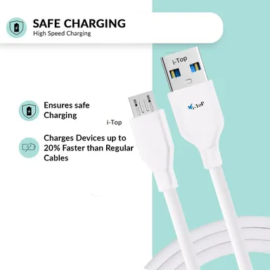 Fast Charging Braided Micro USB Cable | 1.2m Gold & Black | QC 3.0 | Data Sync 480Mbps thumbnail 3