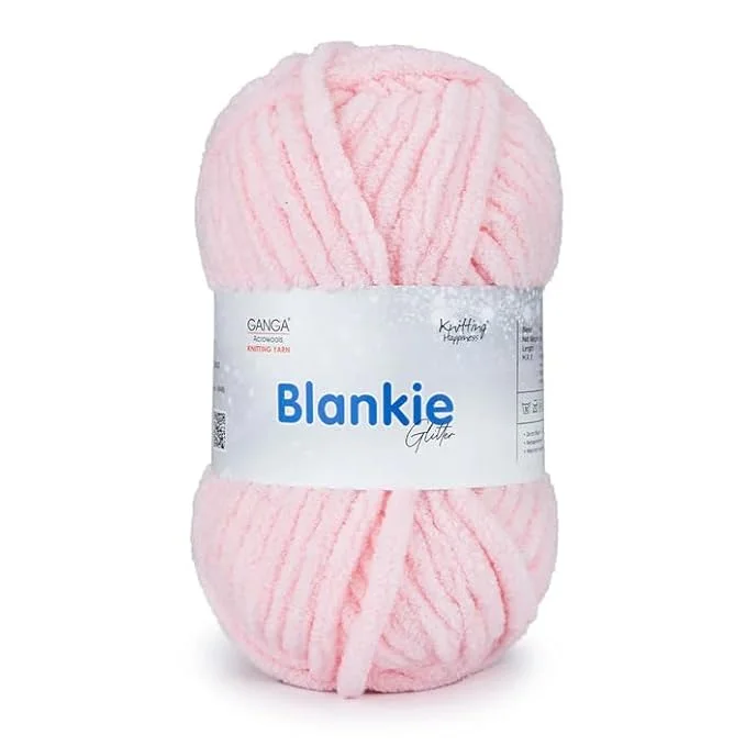 Ganga Acrowools Blankie Glitter Knitting Yarn | Super Soft Chenille Yarn 100gm Pack of 4| Crochet Wool for DIY and Blanket Making image 1