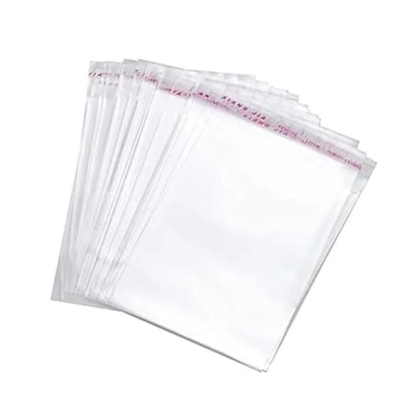 Transparent Plastic Poly Bag 10x14 Inch | Self Adhesive Garment Packing Pouch 25x35 Cm | Saree and T-Shirt or Jeans Packaging | Pack of 100 image 1