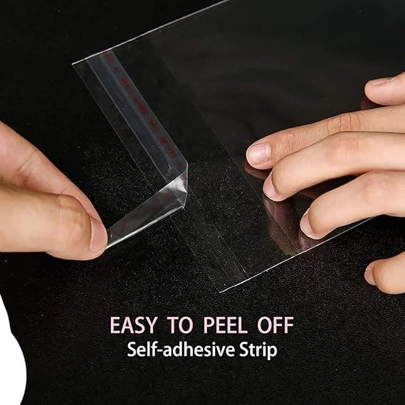 Transparent Plastic Poly Bag 10x14 Inch | Self Adhesive Garment Packing Pouch 25x35 Cm | Saree and T-Shirt or Jeans Packaging | Pack of 100 image 3