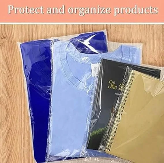 Transparent Plastic Poly Bag 10x14 Inch | Self Adhesive Garment Packing Pouch 25x35 Cm | Saree and T-Shirt or Jeans Packaging | Pack of 100 image 4