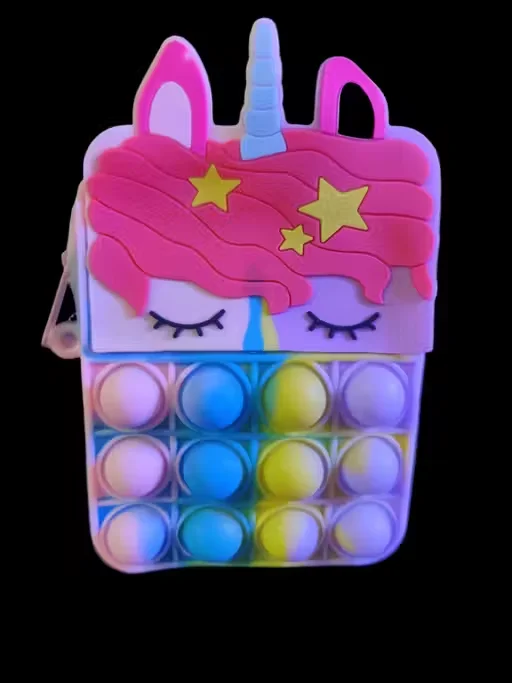 Unicorn Pop It Sling Bag for Kids | Waterproof Fidget Toy Purse Girls | Cute Crossbody Bag image 3