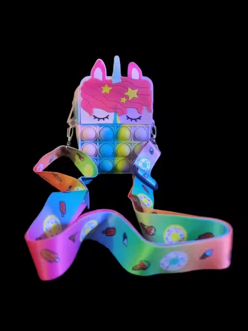 Unicorn Pop It Sling Bag for Kids | Waterproof Fidget Toy Purse Girls | Cute Crossbody Bag image 1