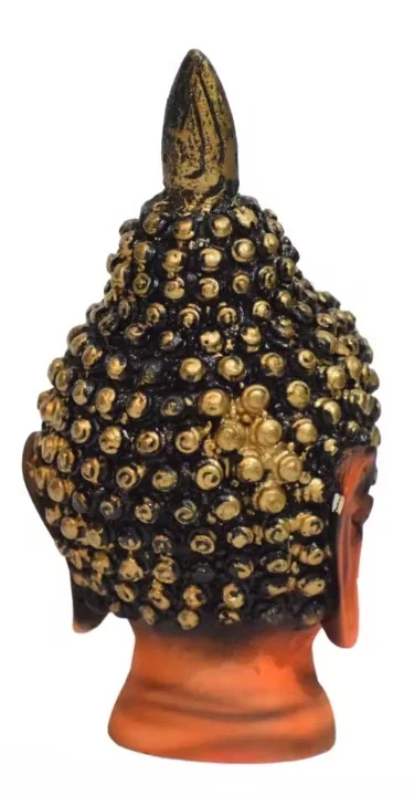 MSUS Buddha Face Showpiece 14 cm Polyresin Orange | Handcrafted Spiritual Decor, Buddha Statue for Home & Office image 3