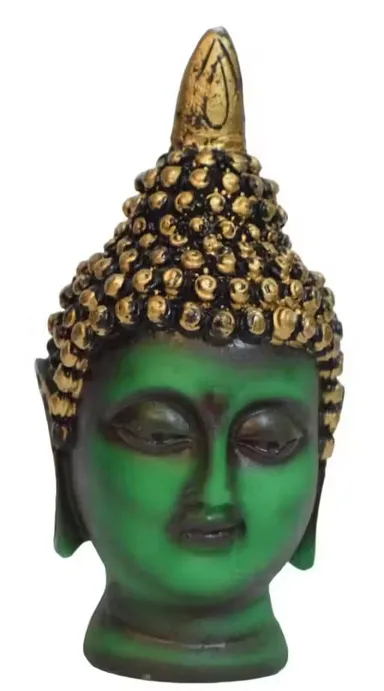 MSUS Buddha Face Green Showpiece 14 cm Polyresin, Spiritual Decor for Home & Office Gift thumbnail 0