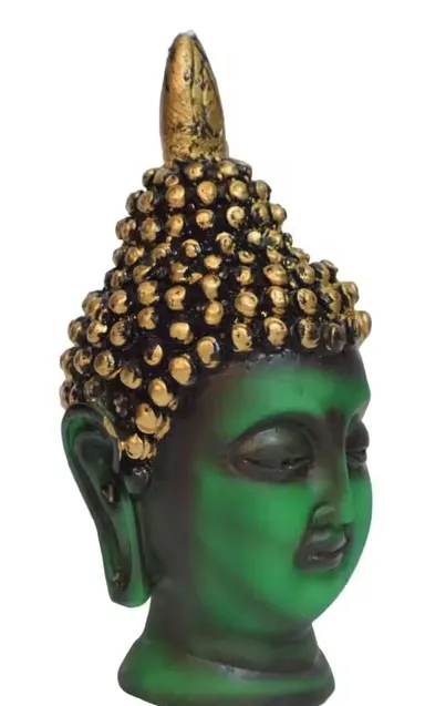 MSUS Buddha Face Green Showpiece 14 cm Polyresin, Spiritual Decor for Home & Office Gift thumbnail 1