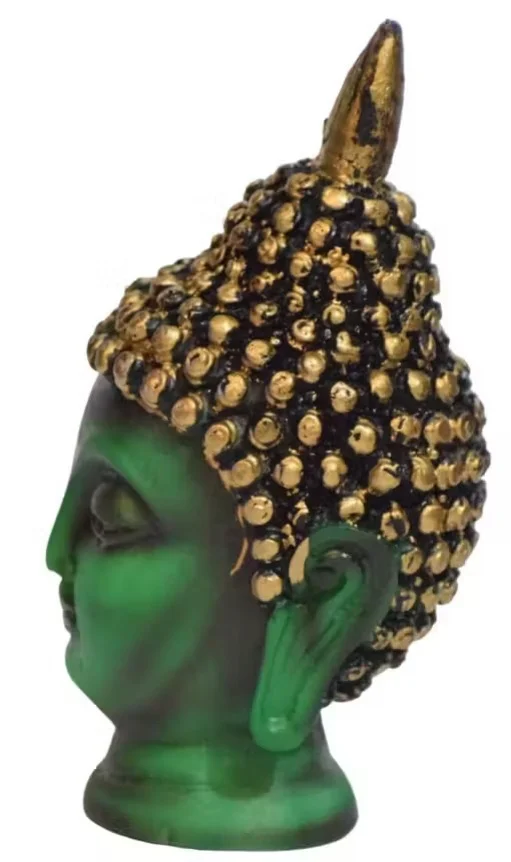 MSUS Buddha Face Green Showpiece 14 cm Polyresin, Spiritual Decor for Home & Office Gift image 3