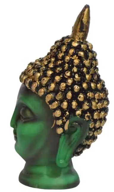 MSUS Buddha Face Green Showpiece 14 cm Polyresin, Spiritual Decor for Home & Office Gift thumbnail 2